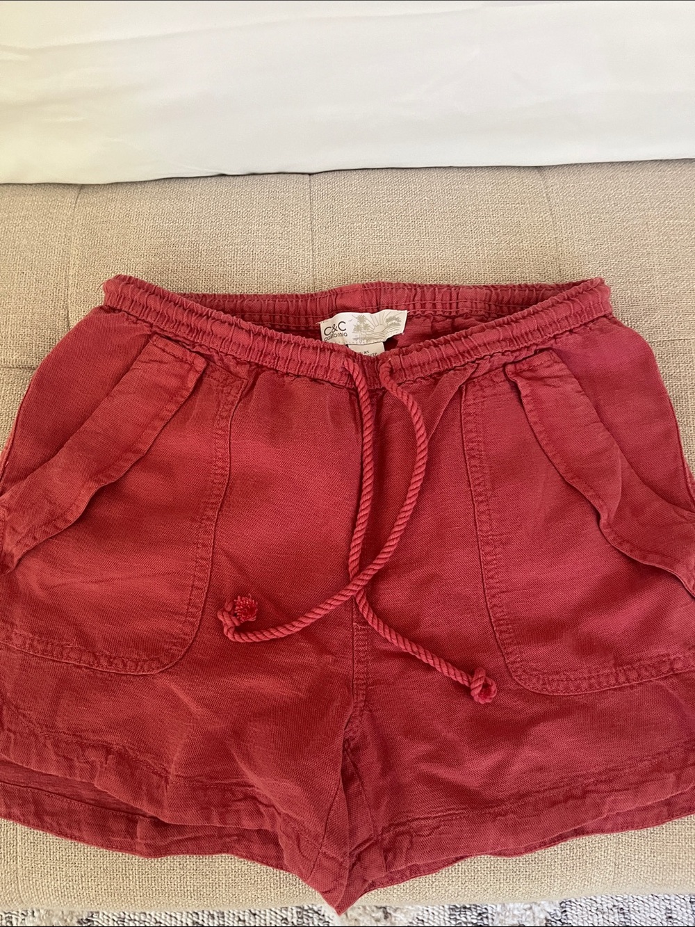 C&C California Brick Red Drawstring Athletic Shorts